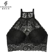 China customized and wholesale free size bra high-neck push up long line underwire beautiful wildflower lace bra